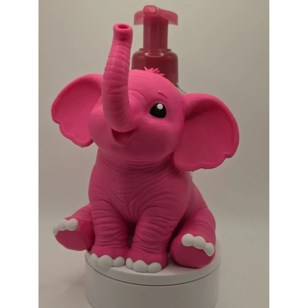 Pink Elephant Soap Holder Foaming Bottle Stand Cute Bathroom Sink Decor